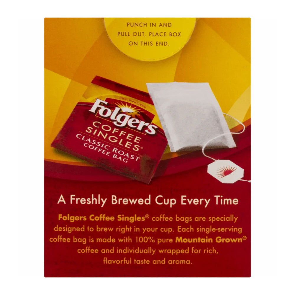 Folgers Coffee Singles, Classic Roast Coffee Bags, 3 Oz